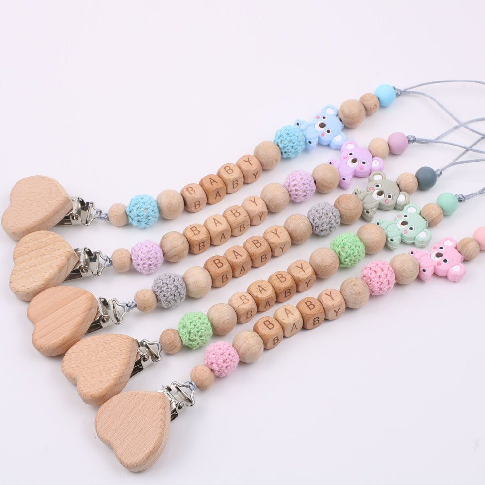 Baby Products Soothing Beech Wood Mouth Chain Clip